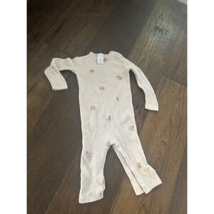 Shabby Chic Baby Girls Knit Romper Pink Floral Flowers Size 6 9 Months